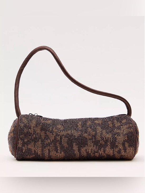 Free People Handbags - Free People Beaded Barrel Shoulder Bag – Black/Bronze – NWT $98